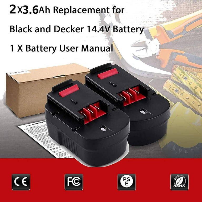 replacement for BLACK+DECKER 14.4V Slide Pack Battery HPB14 FIRESTORM FSB14  A14