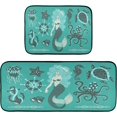 thumbnail image 7 of SKYSONIC 2PCS Vintage Mermaid Kitchen Rug and Mat Turtle Octopus Starfish Floor Runner Rug Anti Fatigue Non Slip Comfort Mat for Doormat Laundry Room Hallway 19.7"x27.6"+19.7"x47.2", 7 of 7