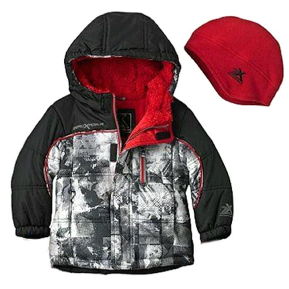 ZeroXposur Infant Baby Boy's Red Abstract Puffer Jacket Coat w/Hat (12 Months)