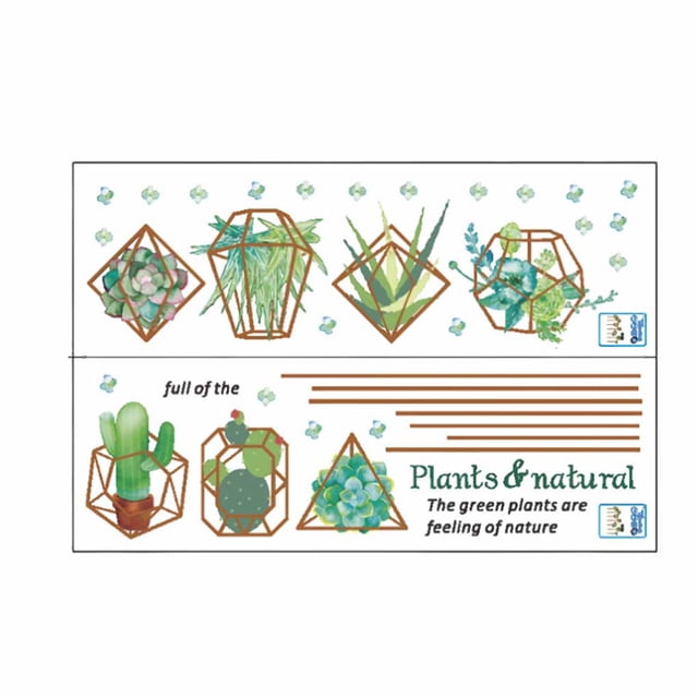 Calcomanías de pared de plantas verdes Wosthever colgante suculento de jardín de Cactus 90 cm x 30 cm