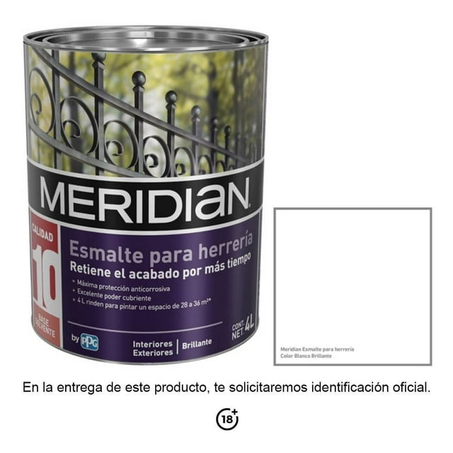 Esmalte Meridian Anticorrosivo Blanco Brillante 4 Litros