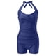 thumbnail image 5 of Traje de baño de una pieza Prolriy para mujer, nuevo traje de baño de 2024, multicolor, con tirantes, sin espalda, liso, conservador, grande, con estampado de plantas tropicales, azul, talla M, 5 of 5