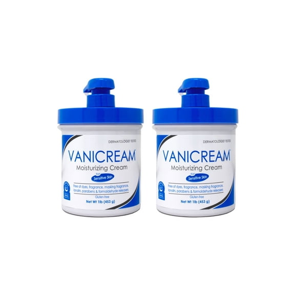 Vanicream Moisturizing Skin Cream for Sensitive Skin with Pump Dispenser - 16 fl oz (1 lb) -2 Pack