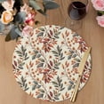 thumbnail image 3 of Fall Leaves Round 15 Inch Placemats Set of 8, Farmhouse Beige Botanical Branch HeatResistant Non Slip Place Mats for Dining Table, Wipeable Braided Kitchen Table Mats for Housewarming, 3 of 9