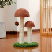 PAWZ Road 2 Mushrooms Cat Scratching Post 19 Sisal Claw Scratcher for Kittens and Small Cats, Brown