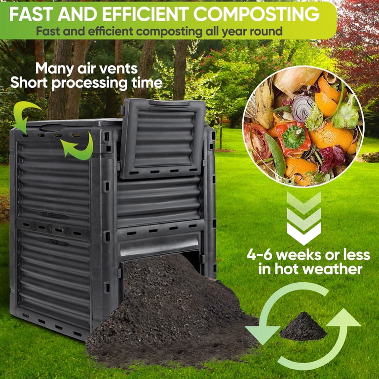HomGarden 80 Gallon Tumbling Composter, Black photo 4