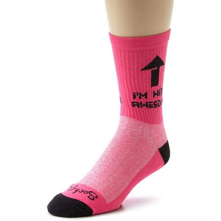 Men's I'm With Awesome Socks, Pink, Sock Size:10-13/Shoe Size: 6-12 ...