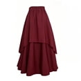 thumbnail image 2 of Vynhevius Women's Irregular Layered Maxi Skirt Solid Elastic Waist Vintage Medieval Casual Long A Line Skirts, 2 of 6