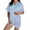 Blue, variant on RMGVDSD Women's Leopard Print Pajama Set Sleepwear Silk Satin Pajamas Short Sleeved Button Up Top And Shorts Set Daily Casual Workout Sets