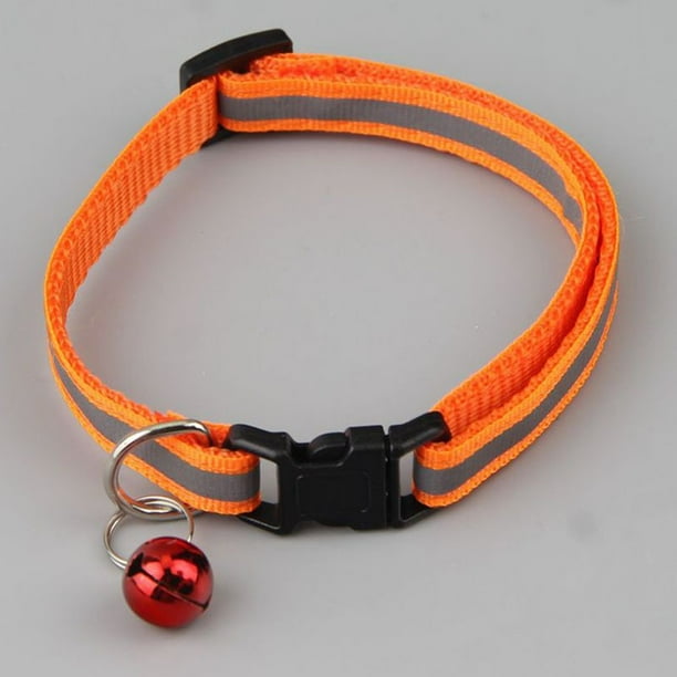 Collar reflectante para mascotas con correa nocturna ajustable de nailon negro para perros/gatos con cierre de velcro