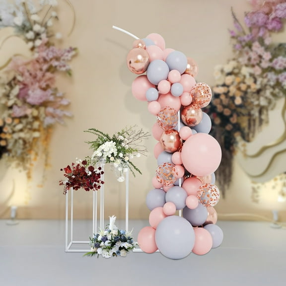 Metal Wedding Arch Backdrop Stand, Half Arch Balloon Stand and 2 Flower Stands White