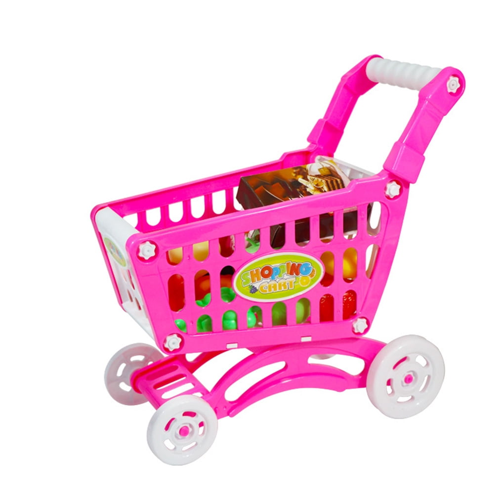 Kids Fashion Decorations Mini Cart Toy Children Shopping Trolley Play Set  Fruit Vegetables Handcart