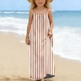 thumbnail image 6 of Xdegoge Linen Chic Kids Summer Boho Dress for Tween Girls Maxi A Line Spaghetti Strap Backless Tie Sundress Classic Striped Flowy Lightweight Cute Beach Vacation Party Holiday Outfit for Teen, 6 of 9