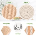 thumbnail image 4 of Haosy Set of 6 Drink Woven Coaster with Holder Heat Resistant Non-Slip Bar Coasters 4 Inches Light Orange and White Striped, 4 of 7