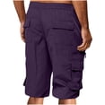 thumbnail image 4 of DDAPJ pyju Below The Knee Shorts for Men Elastic Waist Multi-Pockets Bermuda Cargo Shorts Baggy Casual Hiking Pants Purple M, 4 of 7