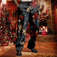 thumbnail image 2 of Zhuashum Men's Christmas Pants Straight Leg Xmas Santa Star Prints Pj Bottoms Elastic Waist Pajama Pants With Drawstring And Pockets Santa Trousers Fashion Clothes Black Xl, 2 of 4