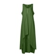 thumbnail image 4 of Summer Dress Saving! Jerdar Plus Size Casual Dresses for Women Print Round-Neck Sleeveless Vest Long Dress Green S, 4 of 5