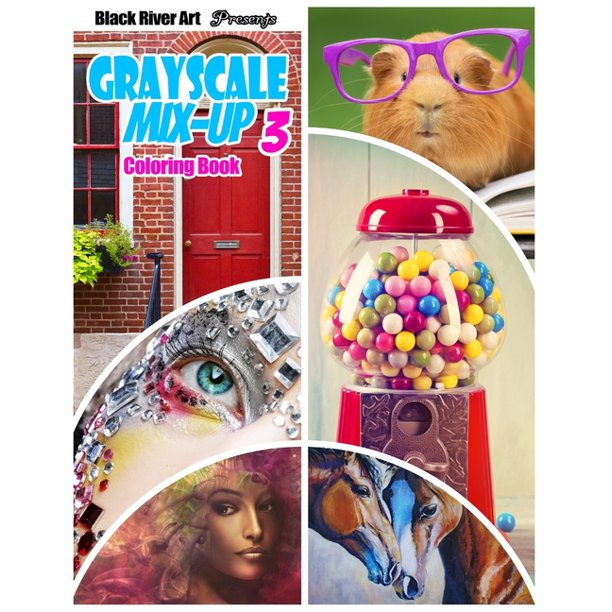 Download Grayscale Mix Up 3 Coloring Book Huge 50 Page Adult Coloring Book With A Large Variety Of Themes Paperback Walmart Com Walmart Com