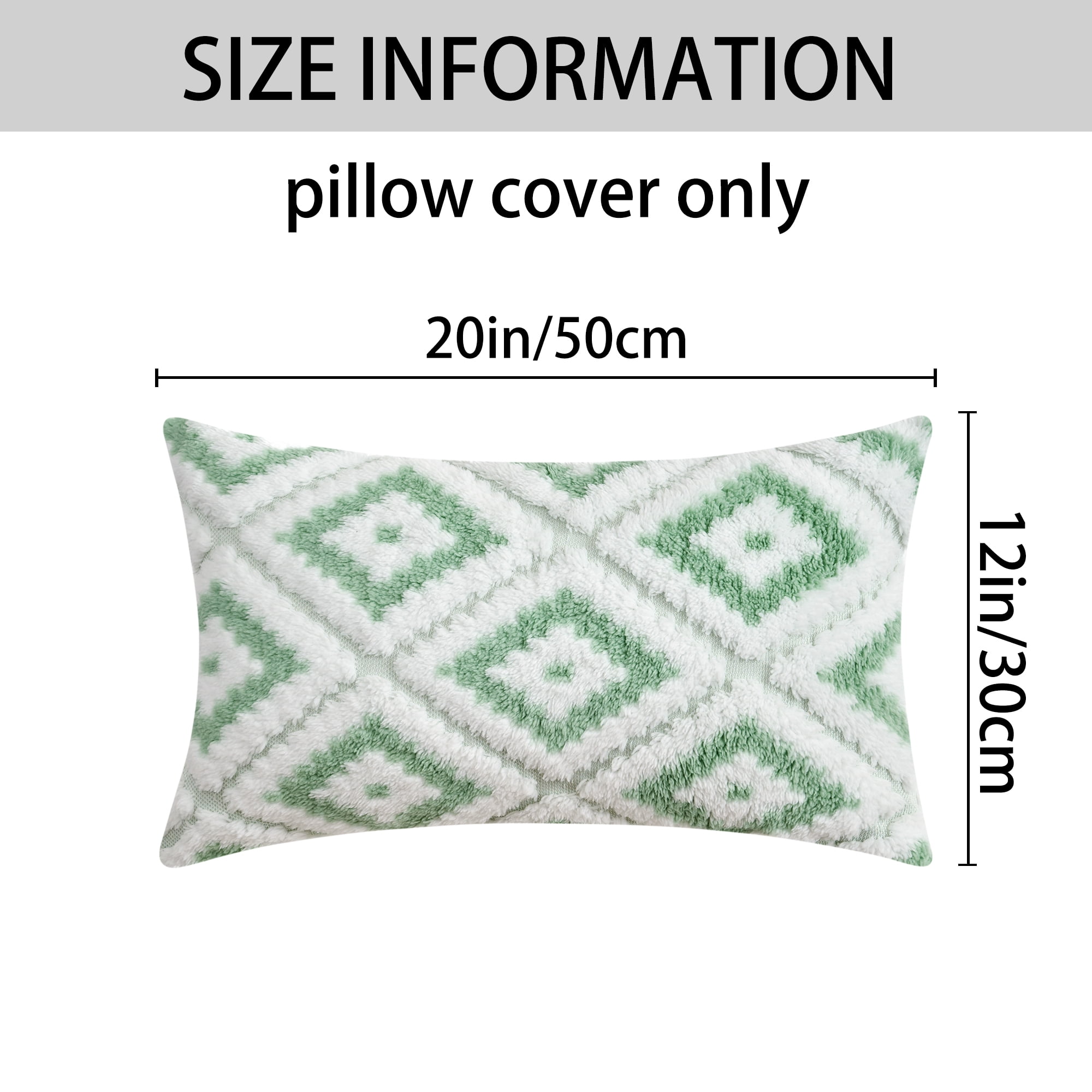 Unique Bargains Pack of 2 Soft Plush Throw Pillow Covers Green 12" x 20"