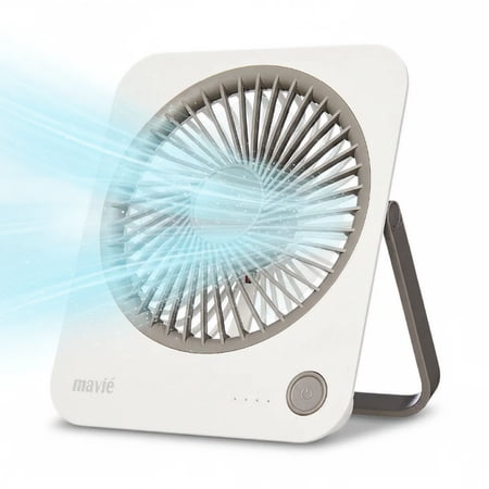 MAVIÉ Small Desk Fan, Rechargeable Quiet Mini Personal Fan, 180° Foldable & Cordless Design, Ultra Thin & Portable, 4 Speeds, Long Battery Life, Travel Essential for Office, Home, Bedroom (White)