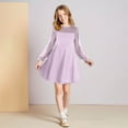 thumbnail image 6 of Favoffer Girl's Contrast Mesh Puff Long Sleeve High Waist A Line Short Dress with Pockets for Party Dance Graduation Big Kids 5-16Y, 6 of 8