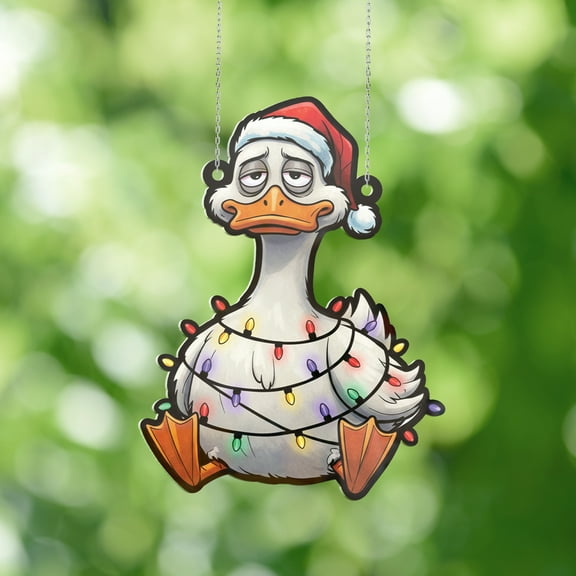 Lotusprinthandmade Funny Duck Merry Christmas Custom Shape Window Hanging Acrylic Ornament (4x4), christmas duck decoration, duck window hanging