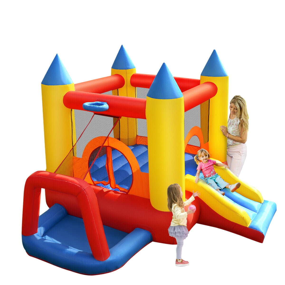 costway inflatable moonwalk slide bounce house with storage bag