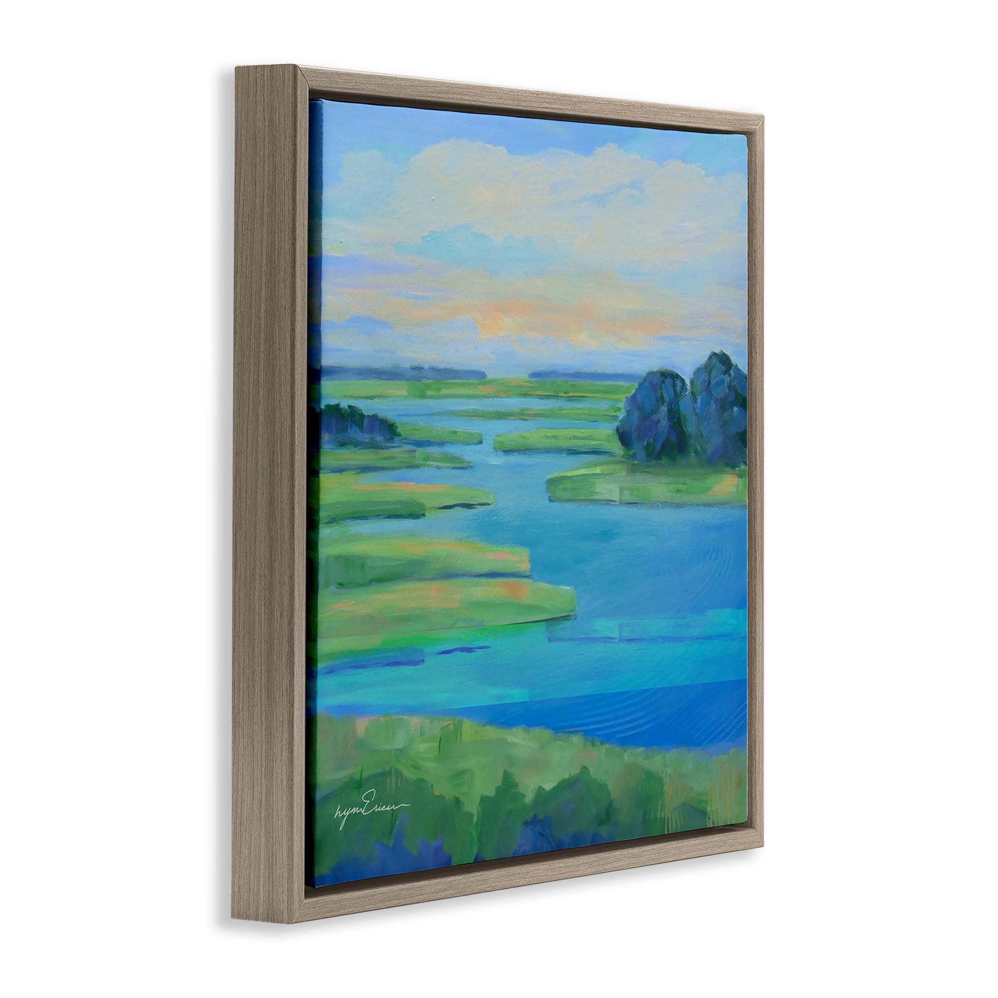 Stupell Industries Scenic Scarborough Marshes Brown Framed Floater Canvas Wall Art, design by Lynn Ericson Fine Art