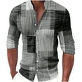 thumbnail image 2 of Aueoeo Men'S Regular Fits Dress Shirts Trend Color Block Shirt Long Sleeved Button Up Collar Shirt With Contrasting Color Blocks Gray L, 2 of 6