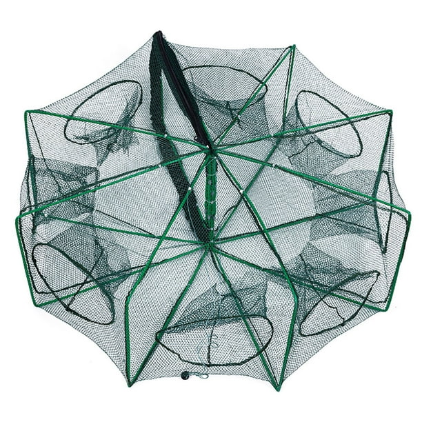 Foldable Fishing Nets 8 Holes 8 Sides 28.3 x 10.2in Upgrade Large Space  Folded Fishing Bait Trap For Fish/Crab/Shrimp 