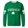 thumbnail image 5 of Dwelliawo Shamrock Sweatshirt Men Graphic Long Sleeve Waffle Knit Shirts Novelty Saint Patrick's Four Leaf Clover Celtic Cross Flag Printed Tees Round Neck Tops Green 2XL, 5 of 5