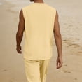 thumbnail image 5 of Mens 100% Cotton Linen Tank Tops Sleeveless T Shirts V Neck Loose Casual Summer Beach Basic Tank Shirts Yellow, 5 of 7