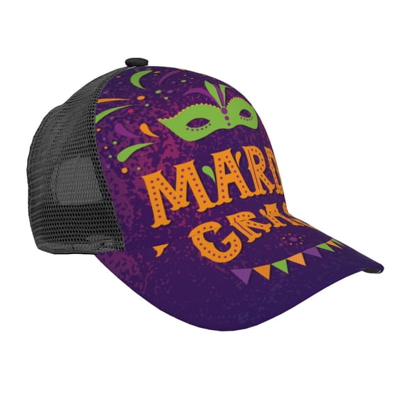 Picia Mardi Gras2 Pattern Trucker Hat,Baseball Cap,Sun Protection Cap,Stylish Headwear,Leisure Cap,Outdoor Sports Cap