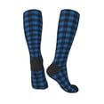 thumbnail image 5 of Lsque Blue Black Plaid Printed Crew Socks Men's Women's LightWeight Thin Casual Calf Socks ,Knee High Socks,Cotton Socks, 5 of 9