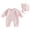 Pink, variant on Cjfdfy Newborn Baby Girl Fall Outfit Collar Long Sleeve Solid Color Romper And Cotton Hat Infant Cute Fall Winter Outfits Baby Coming Home Outfit 0-12 Months
