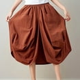 thumbnail image 6 of Tfken Summer Women Skirts Elastic Waist Solid Color Long Skirts Trendy Daily Wear Female Comfortable Clothes Brown, 6 of 9