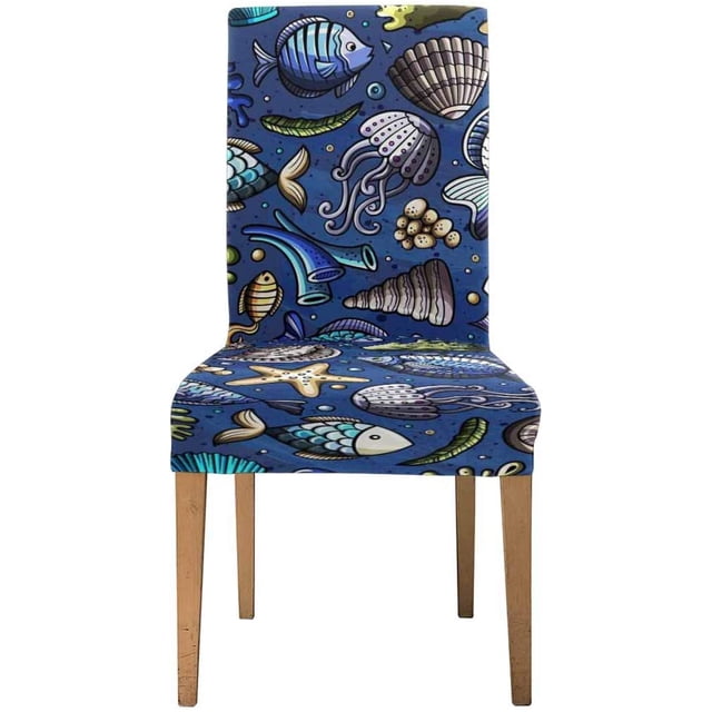 Funda protectora para silla ABPHQTO diseño de estrella de mar pez concha marina juego de 1