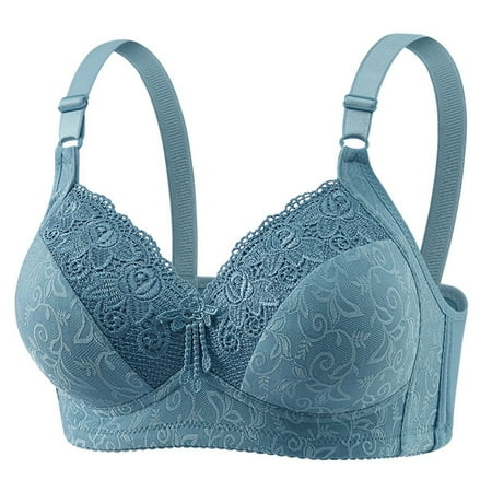 Mrasaso Seasonal Savings! Built in Bra Tank Tops for Women Women Polyester Bras Women s Gathering Breathable Wireless Underwear Comfortable & Supportive(1pc Bra) Blue|XL