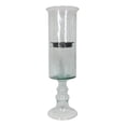 thumbnail image 2 of Contemporary Ribbed Cylinder Glass Pillar Candle Holder On Pedestal Stand 17"H, 2 of 6