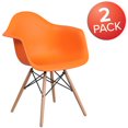 thumbnail image 3 of 2 Pk. Alonza Series Orange Plastic Chair with Wooden Legs, 3 of 8