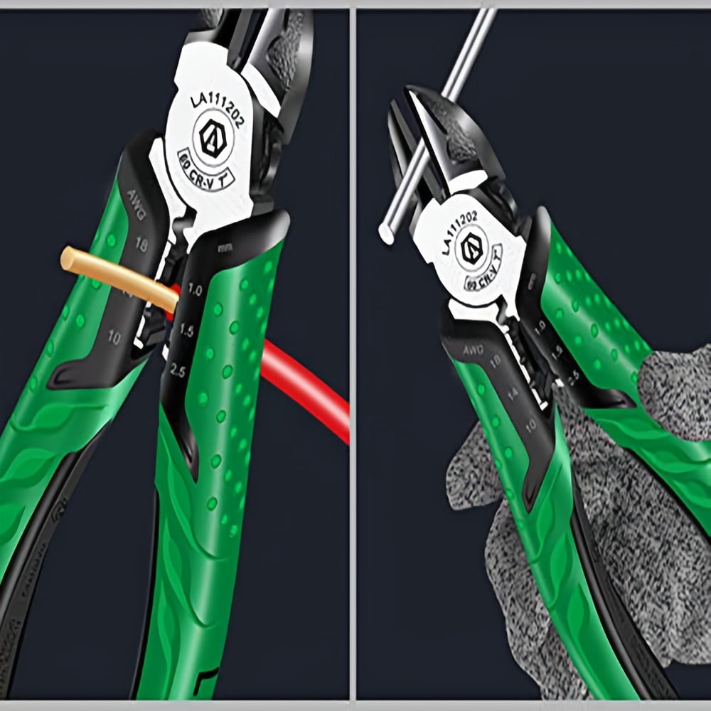 7-Inch Multifunctional Diagonal Cutting Pliers, Needle-Nose Pliers, Long Nose Pliers, Side Cutters, Cable Cutters, Professional Electrician's Manual Tools, Electrical Pliers