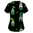 thumbnail image 5 of EGNMCR St Patricks Day Scrub Tops for Women Irish Print Scrub Tops with Pocket Summer Short Sleeve V Neck Holiday Tee Gnome Green Working Uniform V Neck Workwear Blouse T-shirt, 5 of 5
