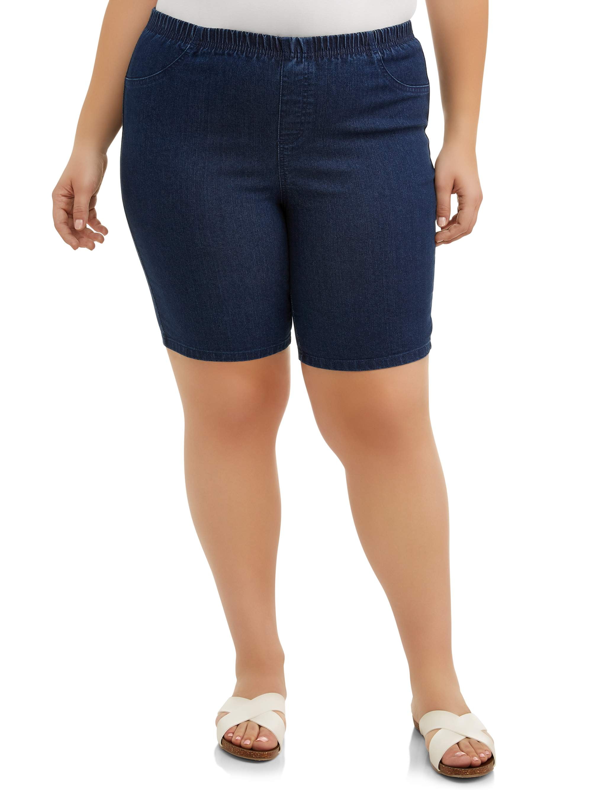 Just My Size Women's Plus Elastic Waist Stretch Bermuda Shorts - Walmart.com
