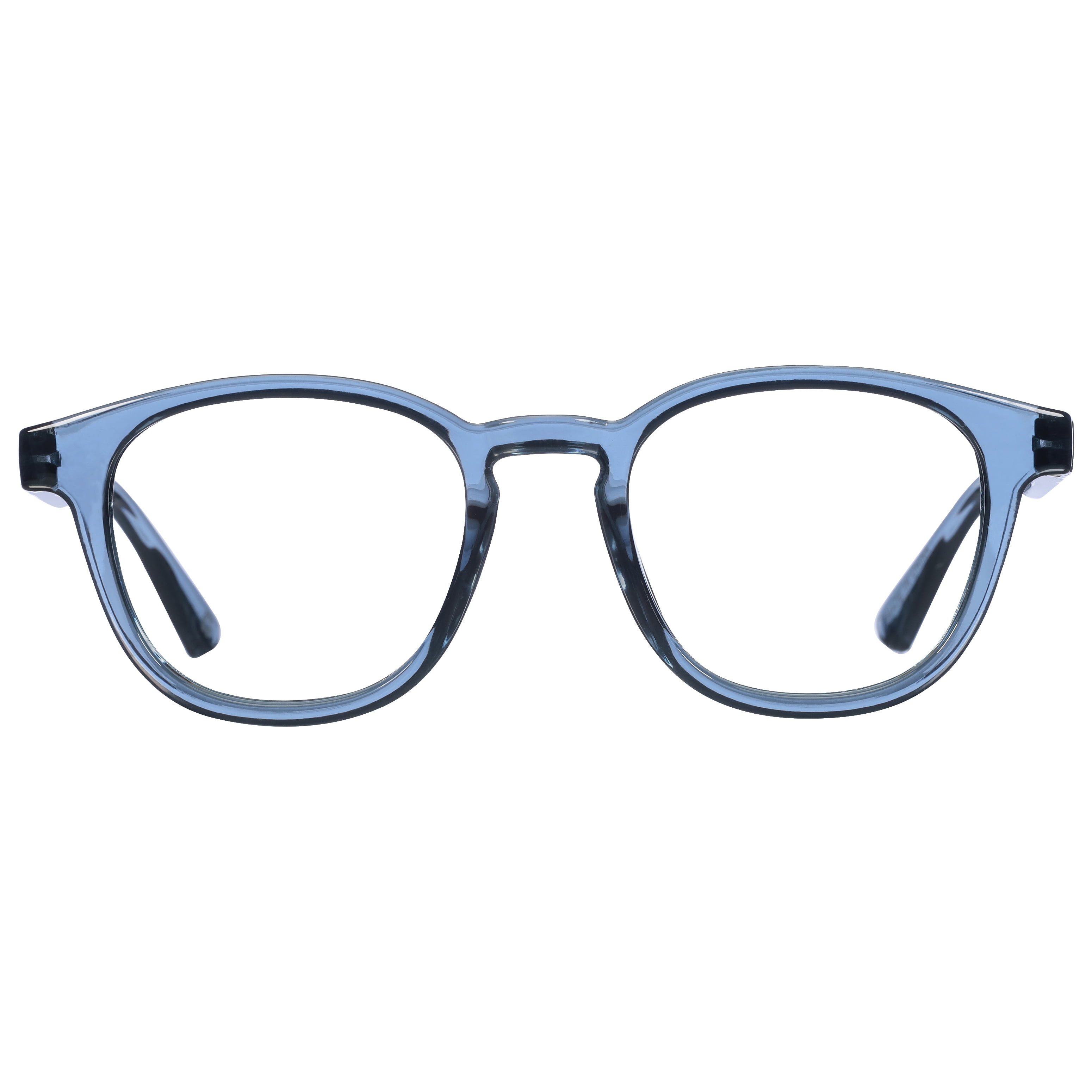 (2 pack) B.E Bio Eyes Unisex Round Reading Glasses Made from Recycled Plastic Basil +2.00 in Blue