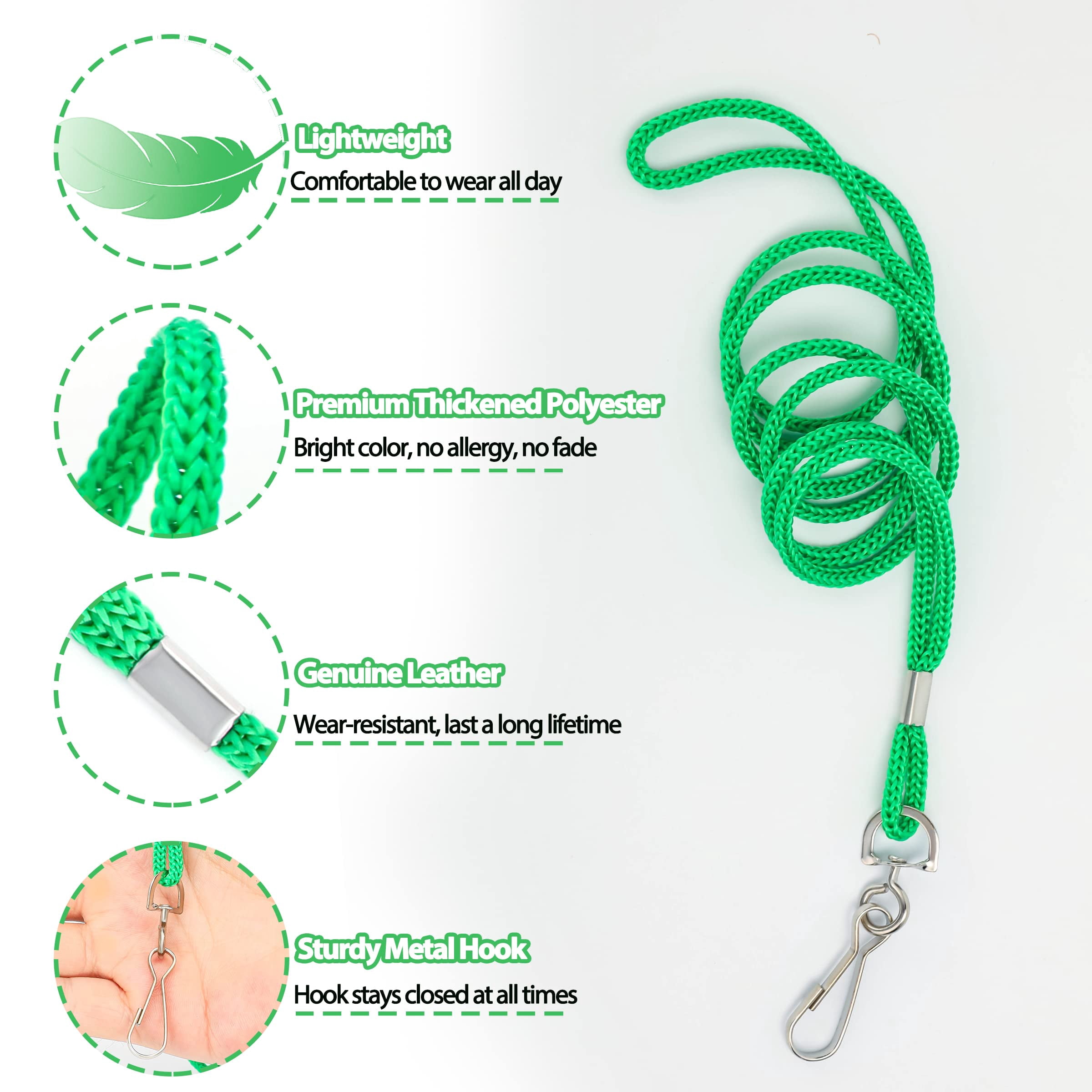 Id Green Lanyards Safety Badge Lanyard 36" With Swivel Hook 100 Pack