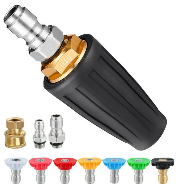 Juego de Puntas para Hidrolavadora de 4000 PSI: Hidrolavadora con Boquilla Turbo Eficiente con Conexión Rápida de 1/4 Pulgada y 3/8 Pulgada, 7 Boquillas