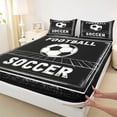thumbnail image 4 of Castle Fairy Soccer Print King Sheets 4pcs, Sport Theme Bedding, Black White,1 Fitted Sheet, 1 Flat Sheet and 2 Pillowcases, 4 of 6