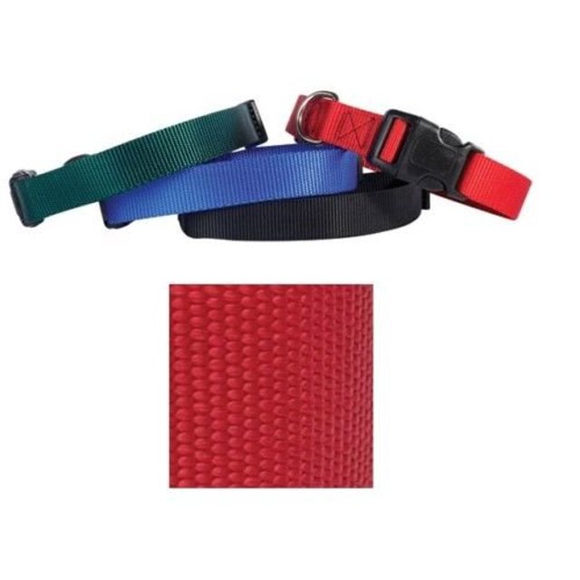 Guardian Gear Nylon Dog Collars Adjustable Snap Buckle Choose Size & Color(10 to 16 x 5/8 Inch Collar - Bright Red)