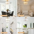 thumbnail image 6 of BESTOMINE Semi Flush Mount Ceiling Light,12.5 Inch Drum Ceiling Light,Antique Brass Finish Flush Mount Light Fixture with Fabric Shade,Modern Close to Ceiling Light Fixtures for Bedroom,Living Room, 6 of 6