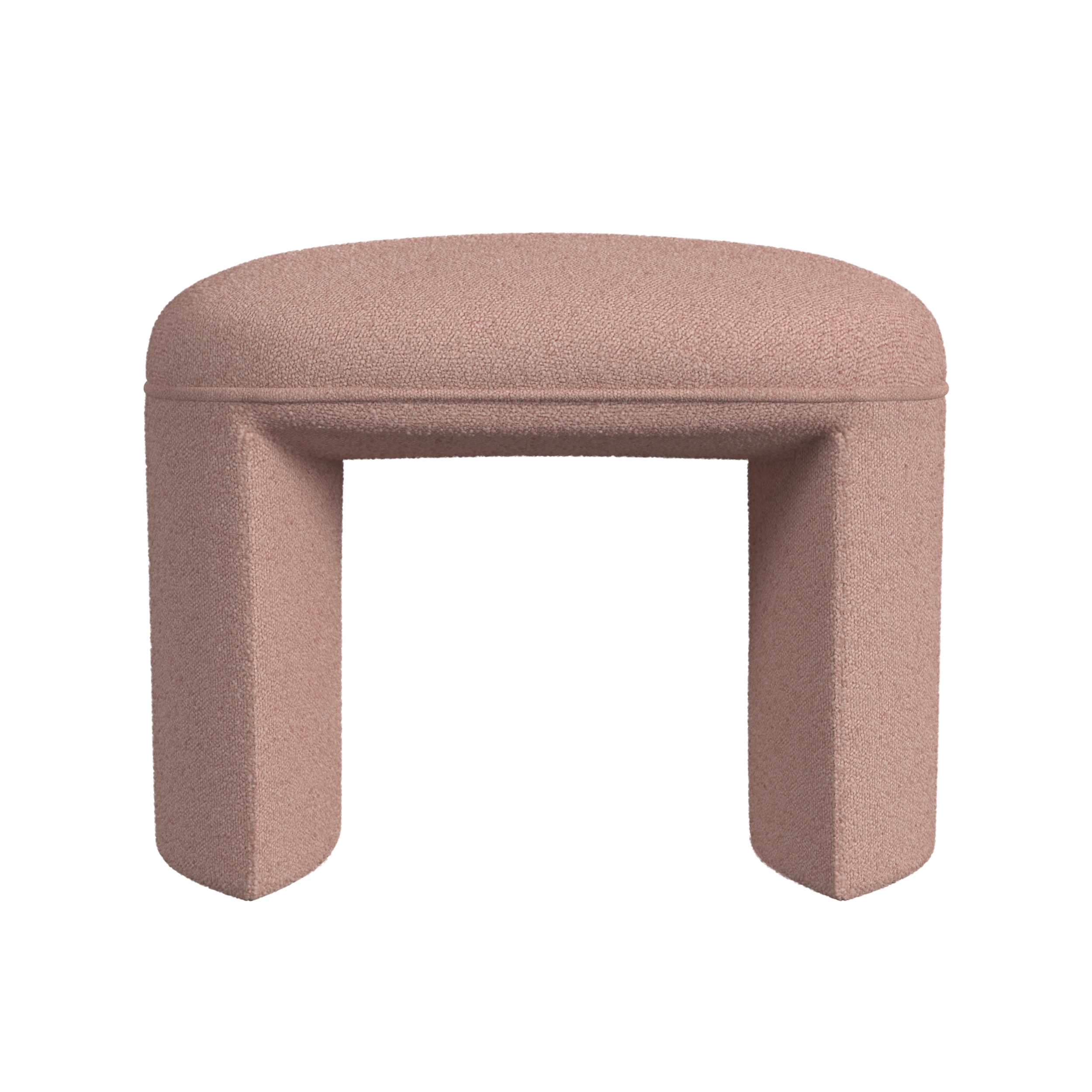 HomePop Quinn Upholstered Ottoman, Pink Boucle